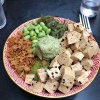 Amargosa with tofu instead of fish, and edamame hummus instead of cream cheese at Komesu in Angers