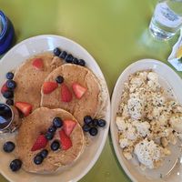 Vegan pancakes and a side of tofu scramble at Snooze in Atlanta