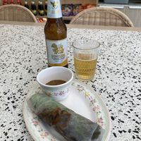 Spring roll and Thai beer  at Ketiw in Montreal
