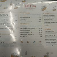 Menu  at Ketiw in Montreal