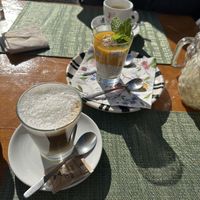 Chia pudding & saya latte   at Green Buddha in Vila Real De Santo Antonio