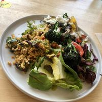 Polenta, roast veg and vegan feta   at BRAF in Caernarfon