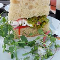 Vegan feta foccachia at BRAF in Caernarfon