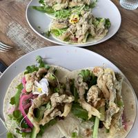 Mushroom tacos and appetizer Focaccia with olive oil and balsamic were delicious! at Salt and Pepper Social in Newcastle