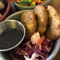 Sweetcorn and coconut fritters w “zesty” dipping sauce  at Allard's Lounge in North Shields