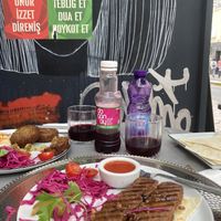 Kebap platter with “purple carrot juice” - so sour and tasty!!!  at Wegain in Istanbul