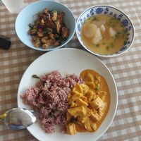 Panaeng curry & spicy 'fish' salad at Raan Nittaya Ahaan Jey - ร้านนิตย์ อาหารเจ in Chiang Mai