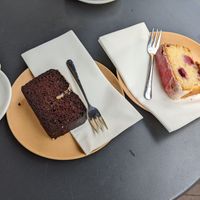 Vegan cake! Mocha, and raspberry/lemon at Coffee Company - Oude Doelenstraat in Amsterdam