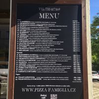 Menu  at Pizza Famiglia in Prague