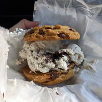Chocolate chip cookies with cookies & cream ice cream at The Cookie Monstah in Needham
