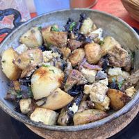 Tuscan potatoes with fried mushrooms and tofu  at Lyana in Vama Veche
