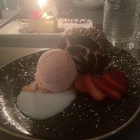 3rd course: chocolate roll cake  at Roy's in Honolulu