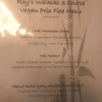 Vegan 3 course meal at Roy's in Honolulu