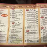 Menu  at Sam's China Bistro in El Paso