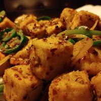 Salt and Pepper deep fried tofu (sub prawn with tofu) Good but next time we will ask to add garlic at Sam's China Bistro in El Paso