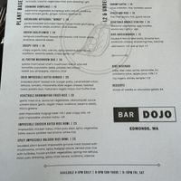 Dedicated plant-based section  at Bar Dojo in Edmonds