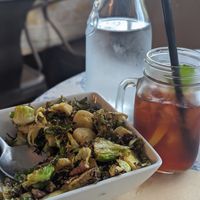 Crispy Brussel Sprouts and iced tea at Ol Buckaroo in Three Rivers