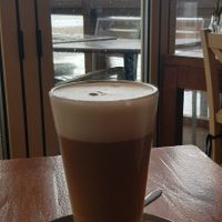 Vegan latte at WestBeach in Bournemouth