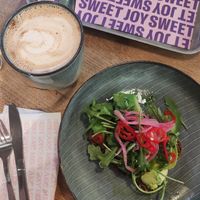 Chai oat latte and toast at Mr Cake in Stockholm
