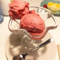 Sorbete frambuesa at La Almuzara in Segovia