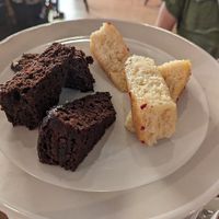 Vegan chocolate and lemon-drizzle cakes at Chatsworth Kitchen in Matlock