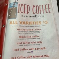 Coffee menu  at Tanias 33 Dos Mundos in Tucson