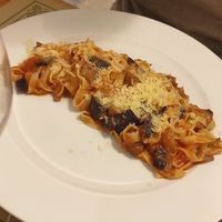Tagliatelle alla norma at Ristorante Peruggini in Vistarino