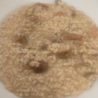 Chanterellea and cèpes risotto at Ristorante Peruggini in Vistarino