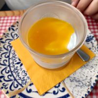 Dolce crema di cocco e mango at Ristorante Peruggini in Vistarino