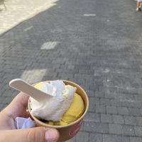 Banana and mango ice cream  at Flamingo Ice Cream in Eupen