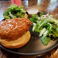 Chickun sandwich and salad at Vibe Gastropub in Fayetteville