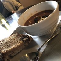 Vegan tomato & basil soup with crusty bread  at The Fox in Ilkley