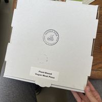 Boxes clearly labeled vegan   at Tricycle Pizza in Seaside