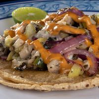 Taco gobernador at Aguachiles Veg in Mexico City