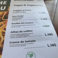 Veg menu  at Verdi in Tela