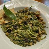A very delicious vegan zucchini pasta pest dish    at Verdi in Tela