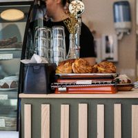 Counter with cheese buns at Plantan Kaffihús in Reykjavik