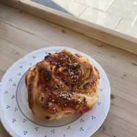 pizza bun  at Plantan Kaffihús in Reykjavik