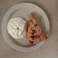 Rhubarb cake with cream at Plantan Kaffihús in Reykjavik
