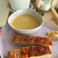 sweet potato soup  at Plantan Kaffihús in Reykjavik