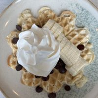 Waffle with chocolate and banana  at Plantan Kaffihús in Reykjavik