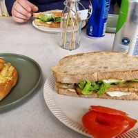 'BLT' and a cheeze roll (pretzel?) at Plantan Kaffihús in Reykjavik