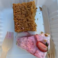 Caramel coconut cake and strawberry cheesecake at Plantan Kaffihús in Reykjavik