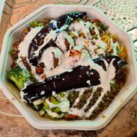 Falafel & hummus platter with added aubergine at Go Falafel - Charing Cross in London