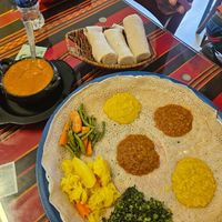VEGAN PLATTER at Addis Ethiopian Restaurant in Phnom Penh