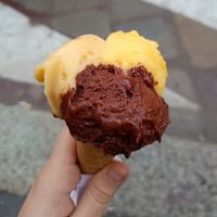 Parsimon, tangerine and chocolate at Gelato Fatto Con Amore in Milan