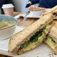 Coronation cauliflower and chickpea sandwich   at Old Post Office Cafe Gallery in Kingussie