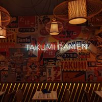 Decorated wall inside of Sapporo Ramen at Takumi Sapporo Ramen Kitchen in Barcelona