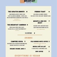 New menu as of 12/2023 at Scratch Breakfast in Vancouver