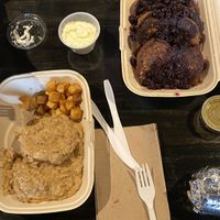 Biscuits and gravy on the left and French Toast on the right😍😍😍  at Scratch Breakfast in Vancouver